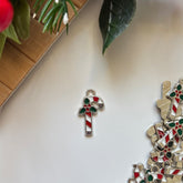 Silver Candy Cane Enamel Craft Charm